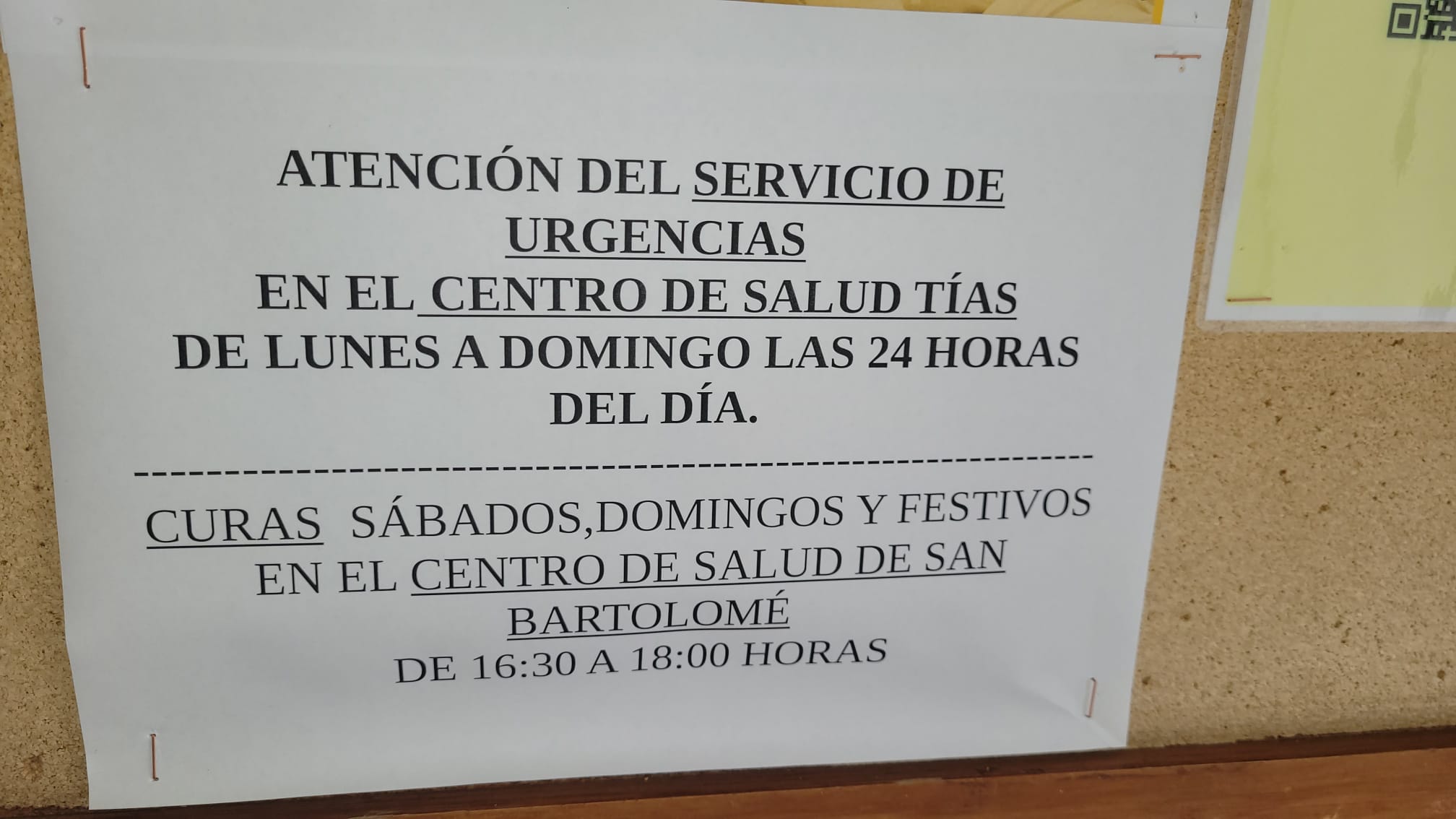Aviso Centro Salud San Bartolomé