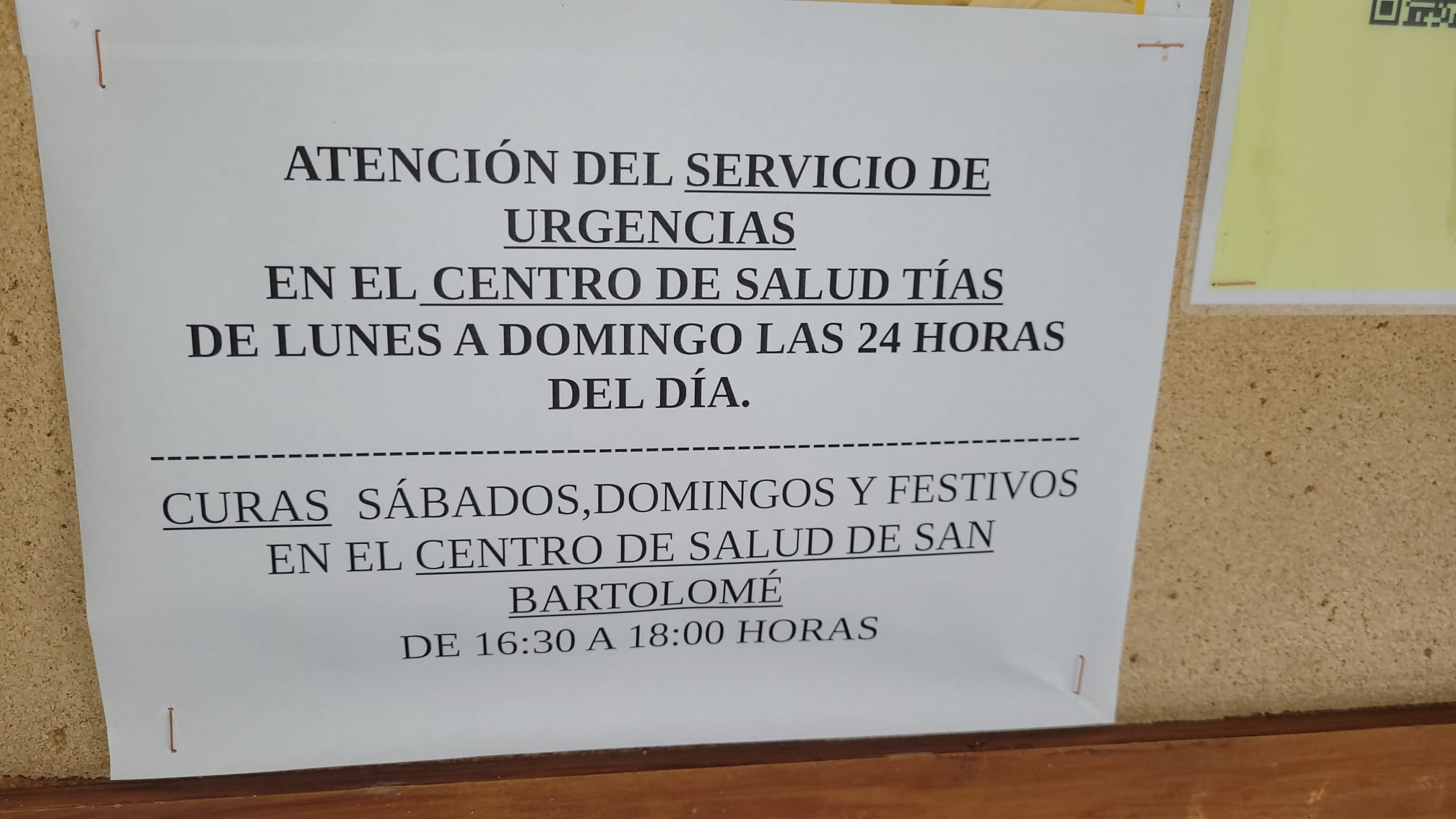 Cartel centro salud San Bartolomé