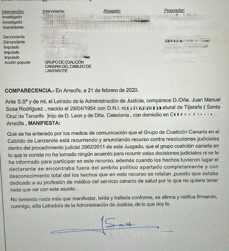Comparecencia Sosa